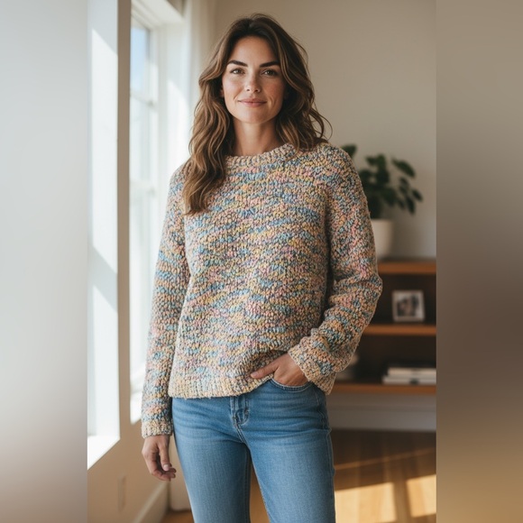 Love More Sweaters - Cozy Multicolor Popcorn Sweater